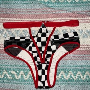 Hamade Activewear black and white checkered pole dancing booty shorts